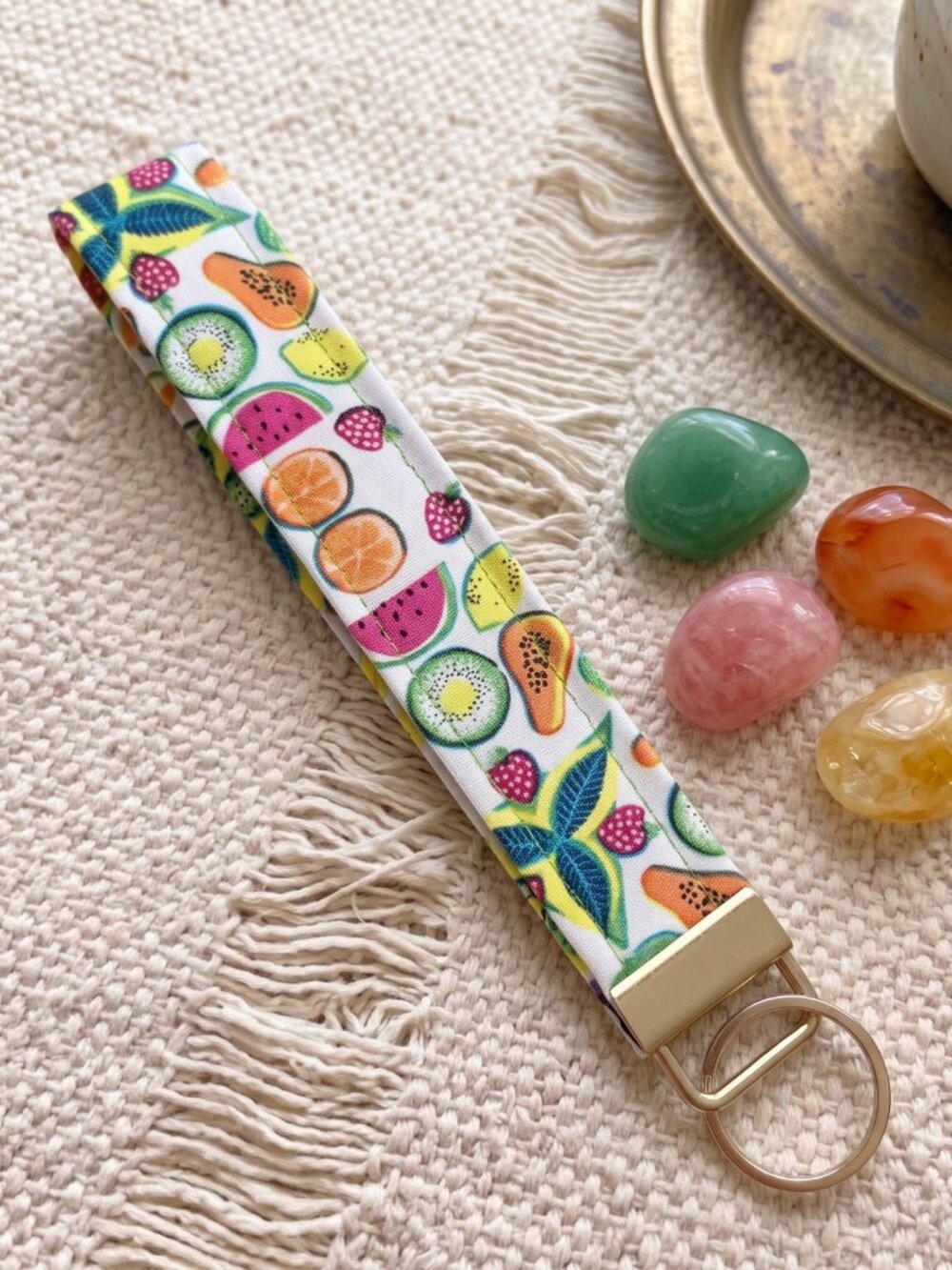 New Fruit Fabric Keychain Wristlet – Cute & Handy Key Holder